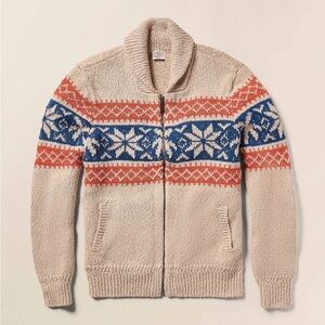 Men's Beige and Blue Patterned Sweater